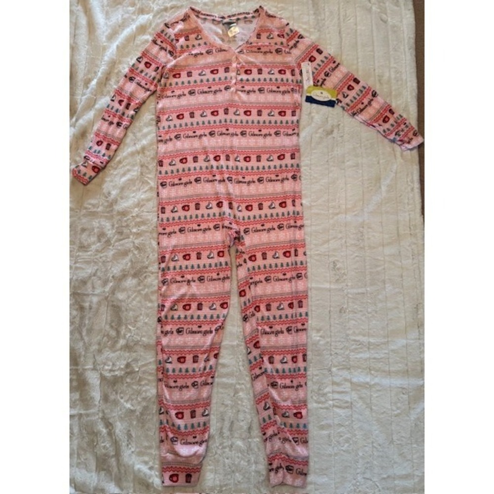 Gilmore Girls PJammy Womens XL Union Suit One Piece Pajamas Waffle Knit Pink New